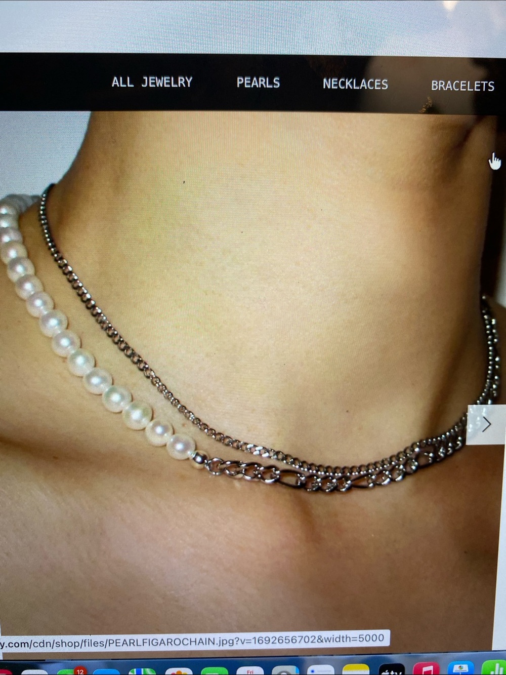 Double chain freshwater pearl necklace